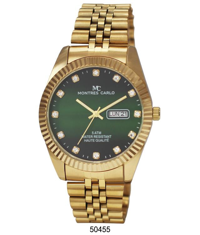 Metal Band Day and Date Watch