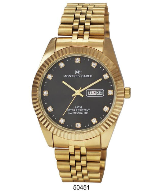 Metal Band Day and Date Watch